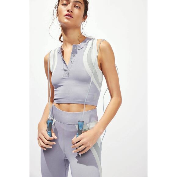 New Free People Movement Free Kick Crop Henley Muscle Tank Women's Size XS - Picture 1 of 8
